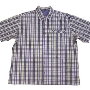 Bass Pro Shops Mens Purple Plaid Short Sleeve Vented Fishing Shirt XL